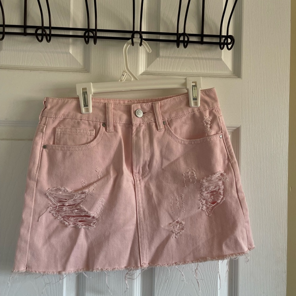 PacSun Light Pink Distressed Mini Skirt